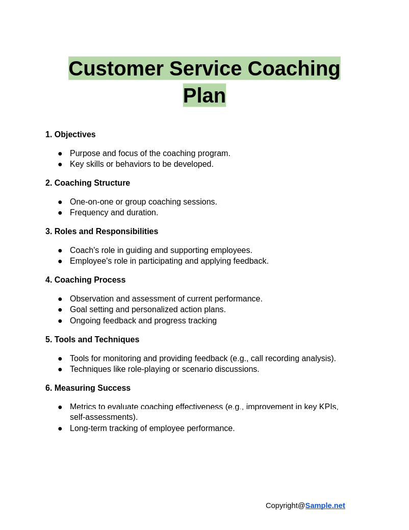 38 FREE Customer Service Plan Samples To Download