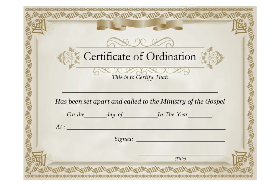 38 Ordination Certificate Templates Free Printables