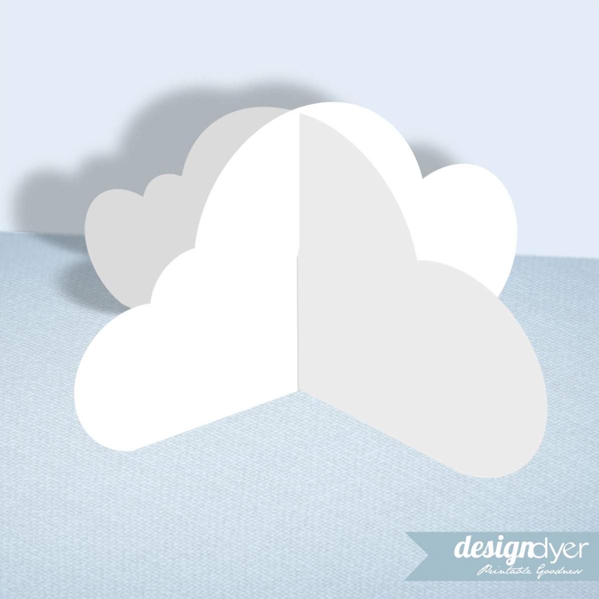 3D Cloud Printable Decoration Template Etsy