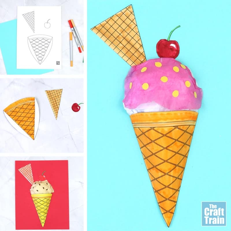 3D Paper Ice Cream Craft The Craft Train