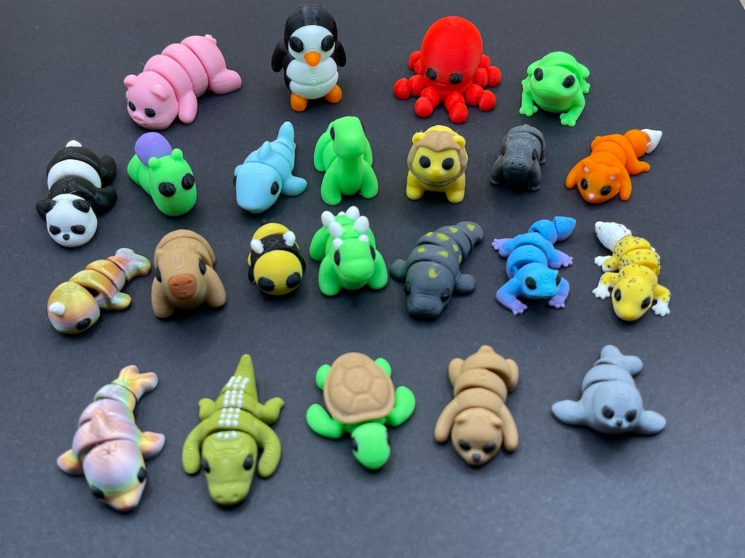 3D Printed Articulated Flexible Fidget Toy 20 Pack sensory Pet Cute 3D Print Mini Gift Idea Assorted Baby Animal Bundle Etsy