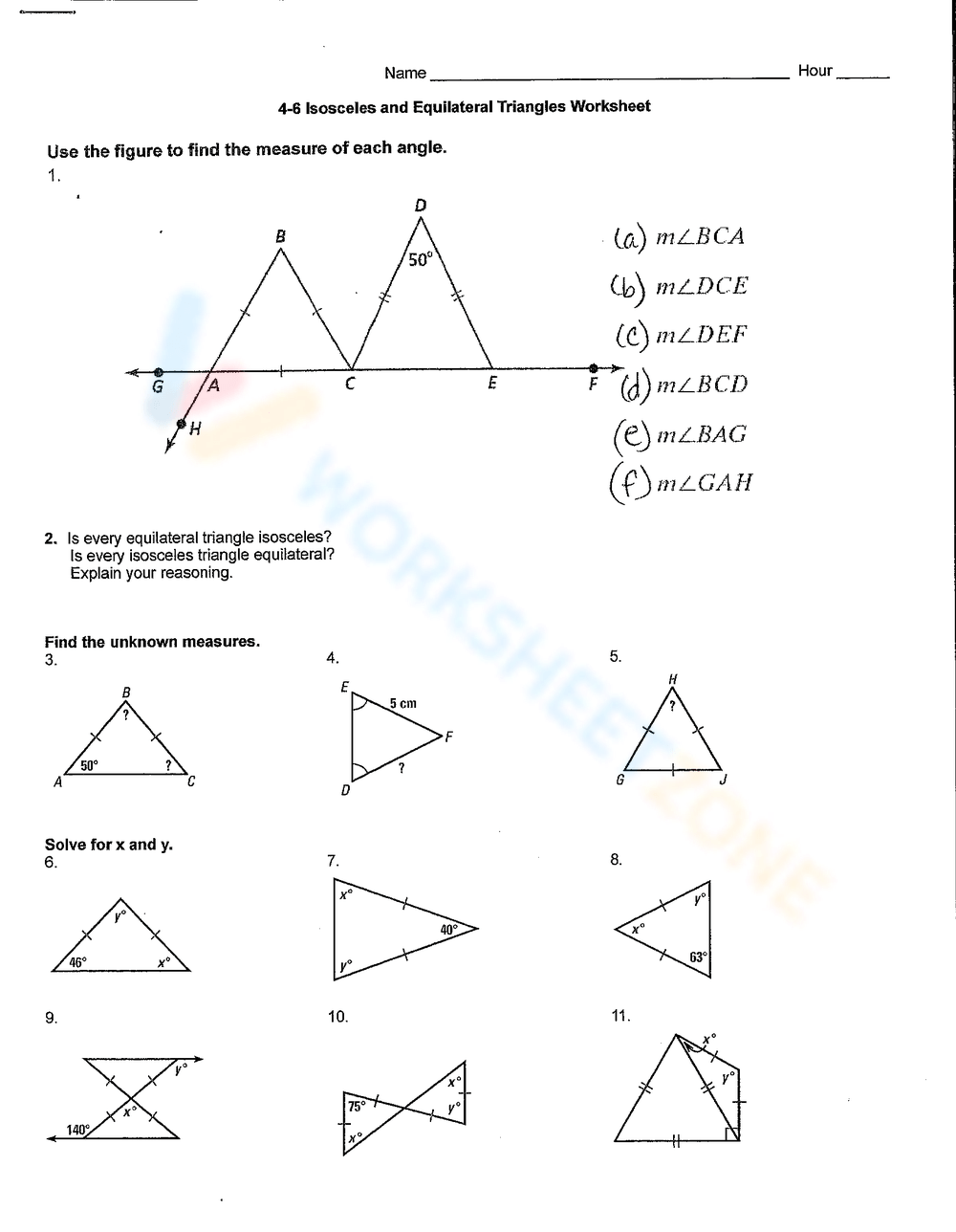 4 6 Isosceles And Equilateral Triangles Worksheet Worksheet Worksheets Library