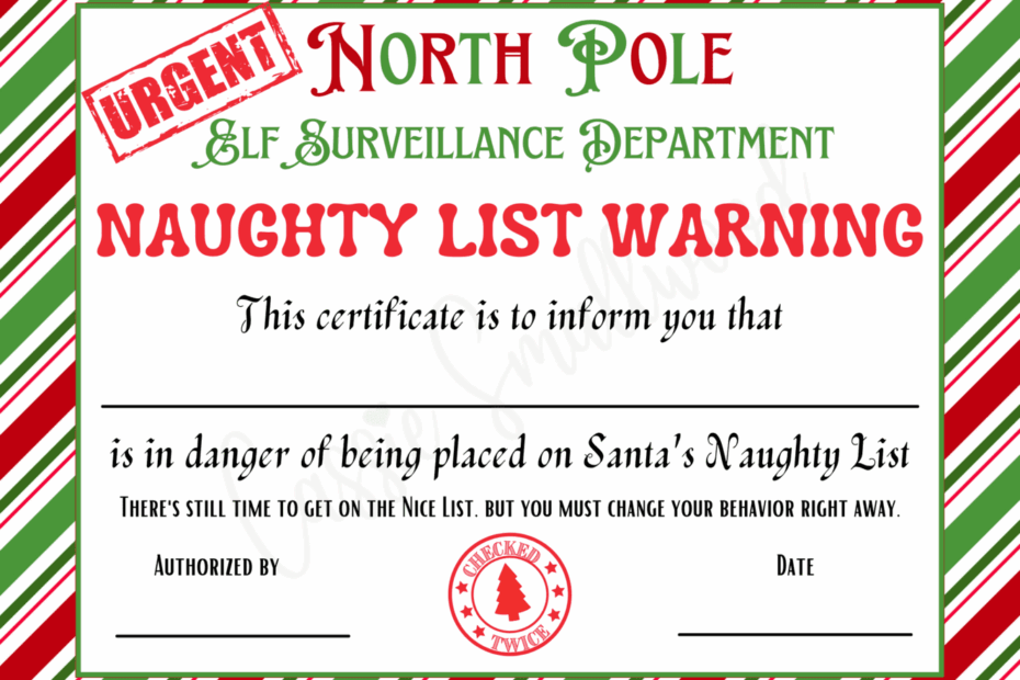 4 Cute Naughty List Letters From Santa Cassie Smallwood
