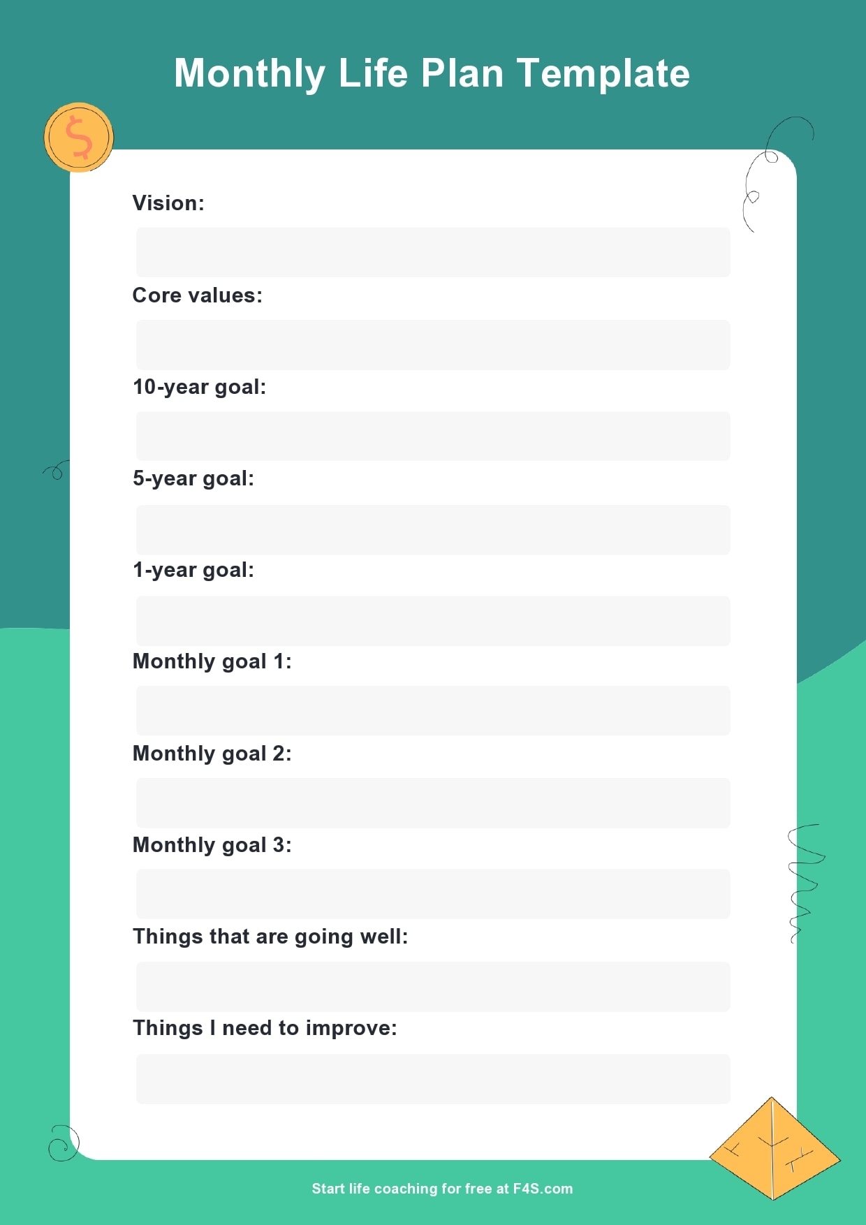 life personal 5 year plan template