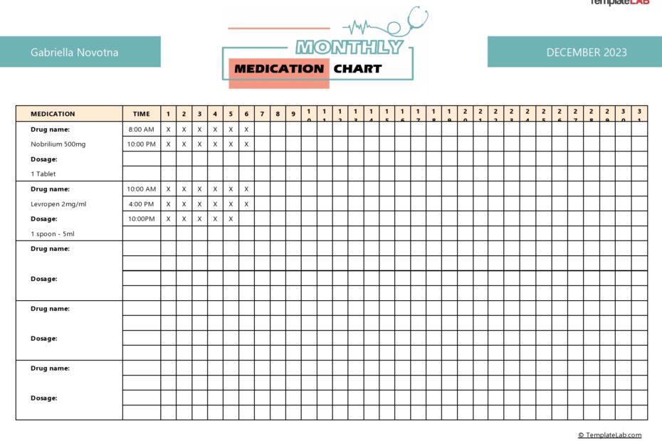 40 Great Medication Schedule Templates Medication Calendars