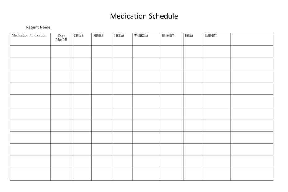 40 Great Medication Schedule Templates Medication Calendars