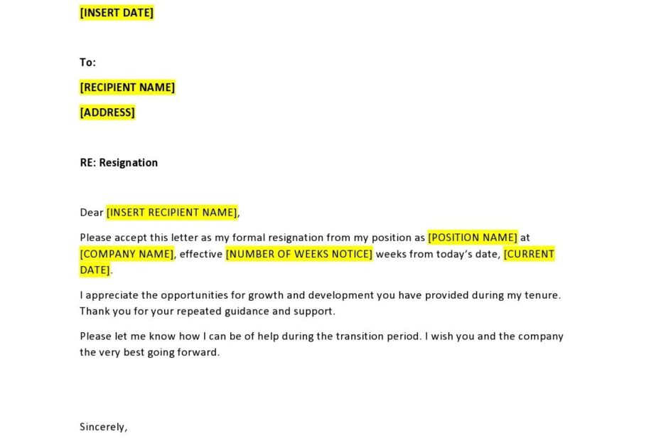 40 Two Weeks Notice Letters u0026 Resignation Letter Templates