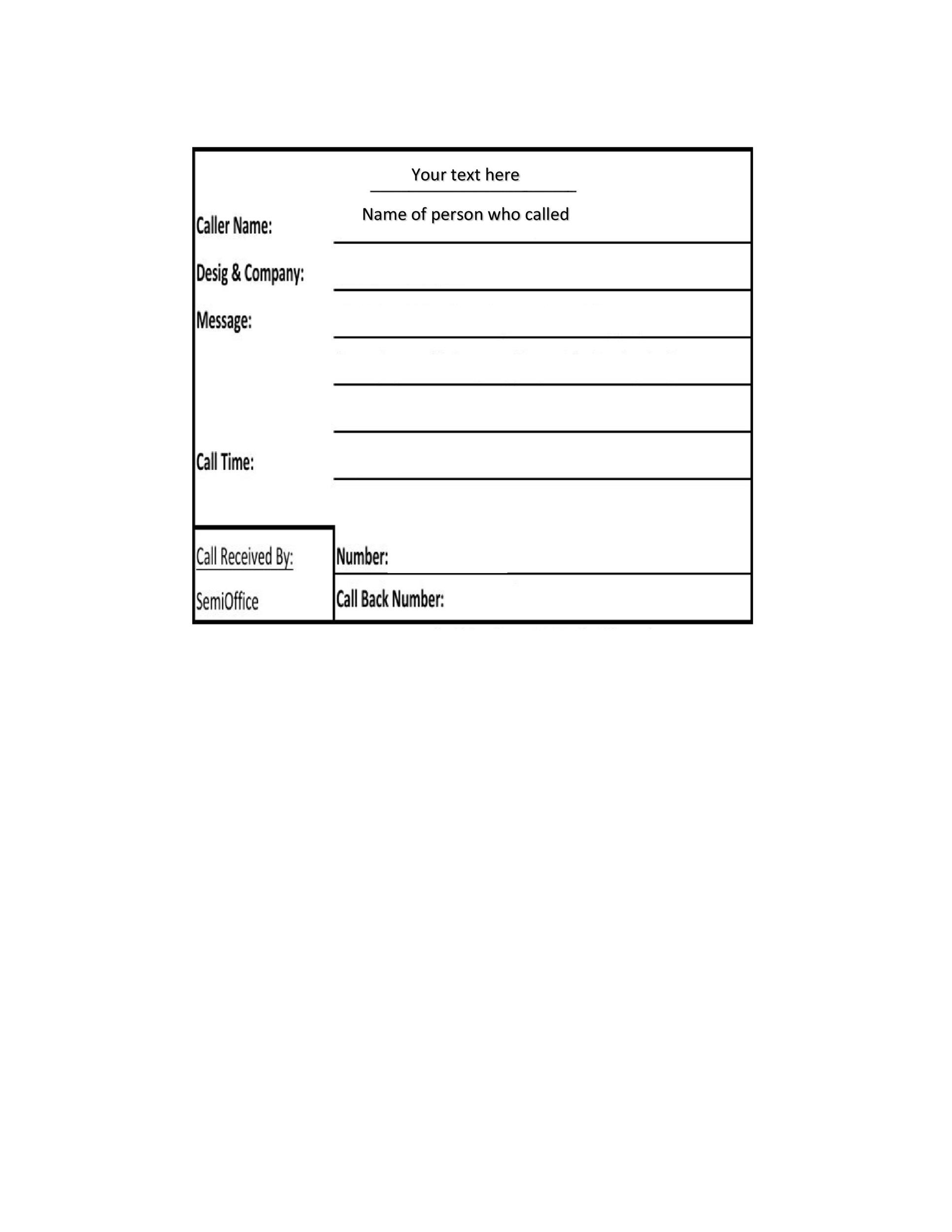 printable telephone message template