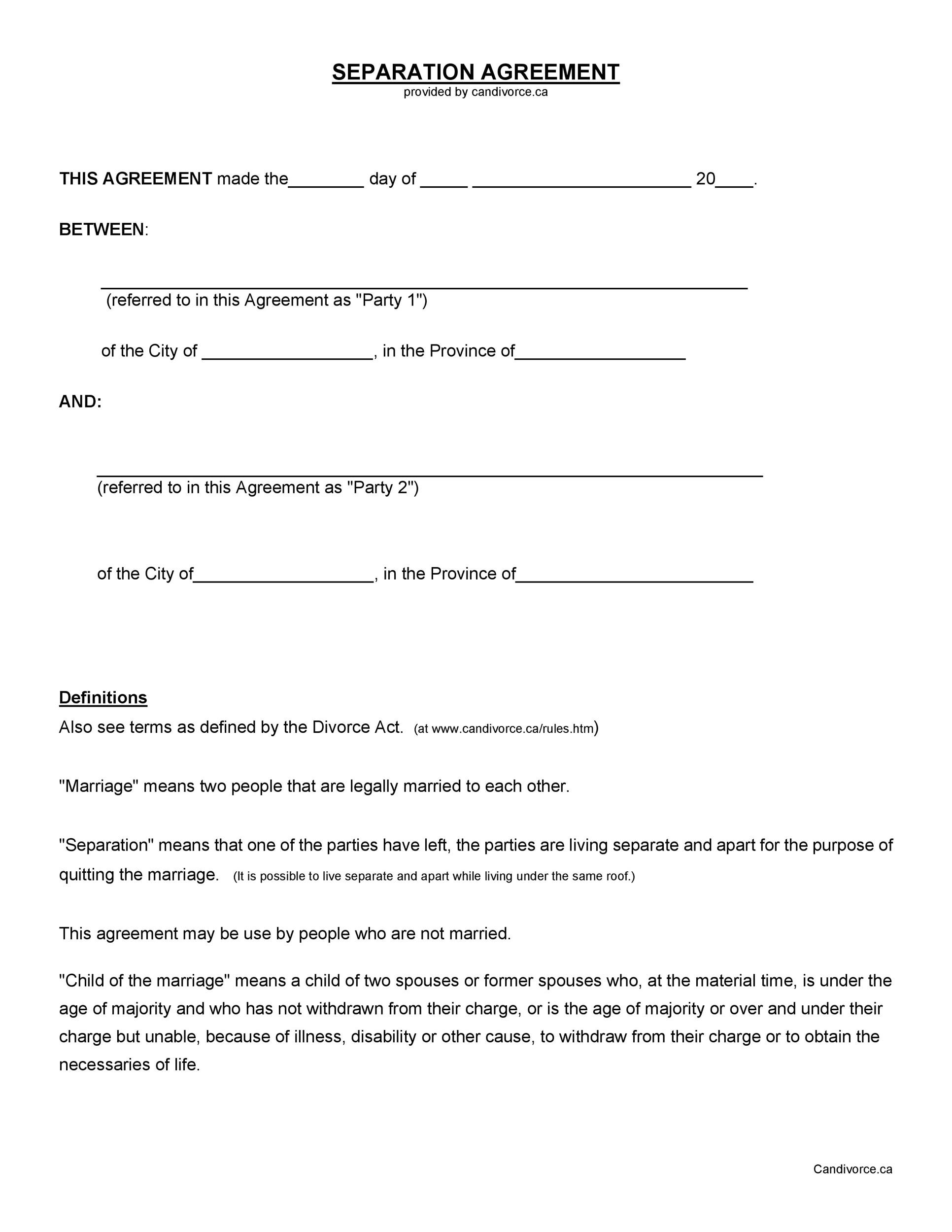 43 Best Separation Agreement Templates u0026 Separation Papers 