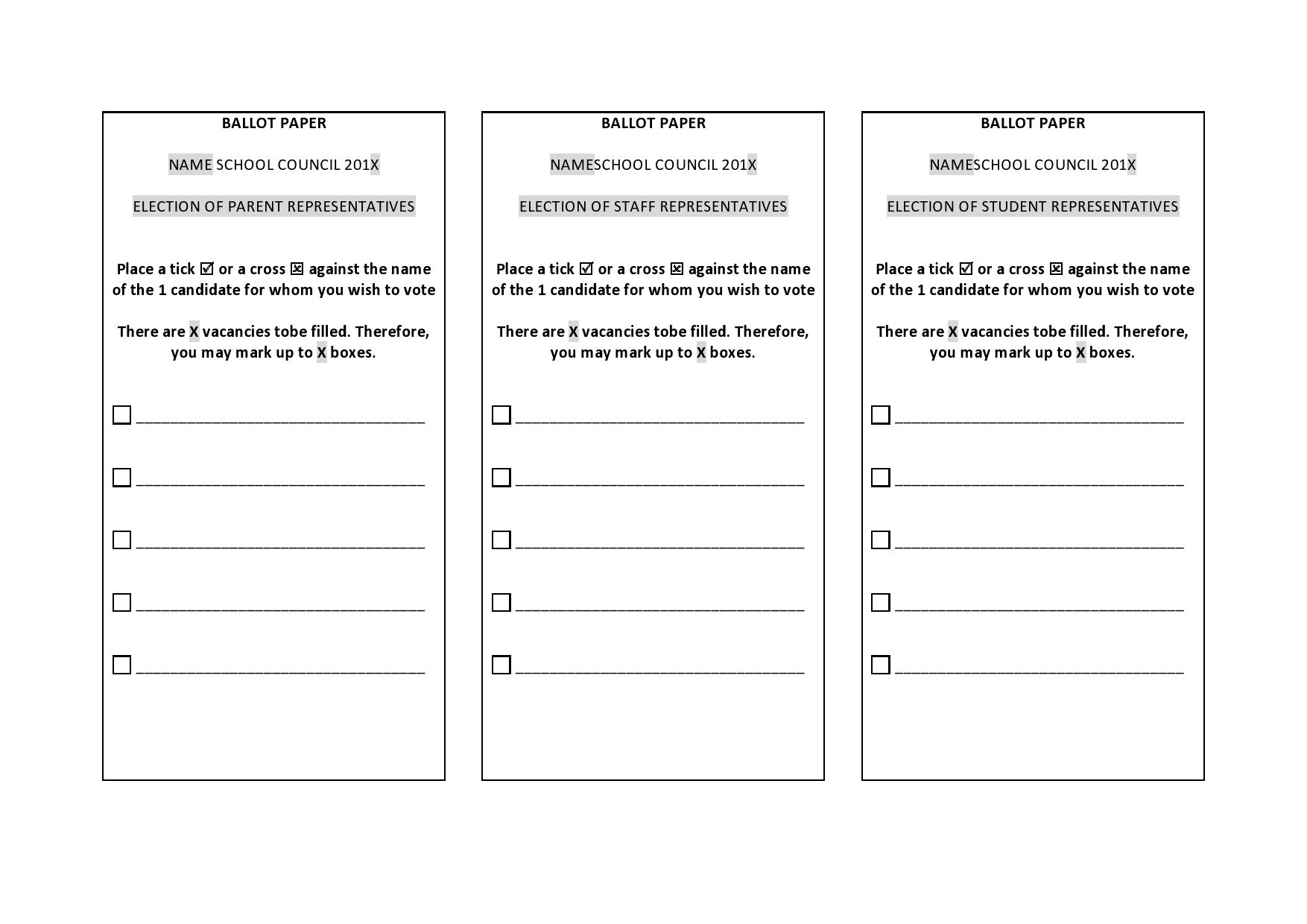printable ballot template
