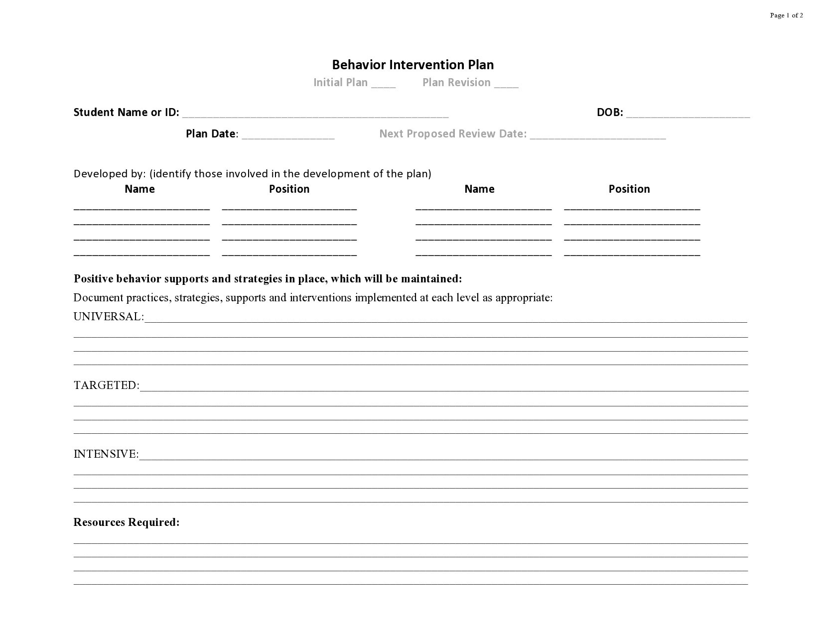47 Useful Behavior Plan Templates BIP Examples TemplateLab