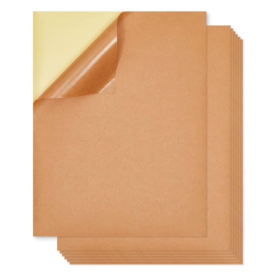 48 Pack Kraft Paper Sticker Paper Full Sheet Printable Brown Labels 8 5x11 In 