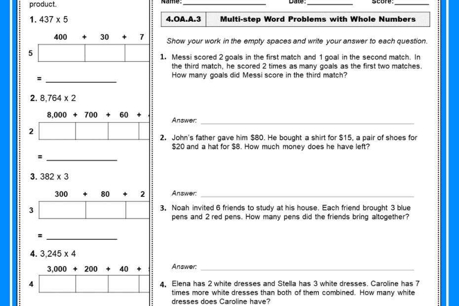 4th Grade Common Core Math Worksheets Common Core Math Assessments Made By Teachers