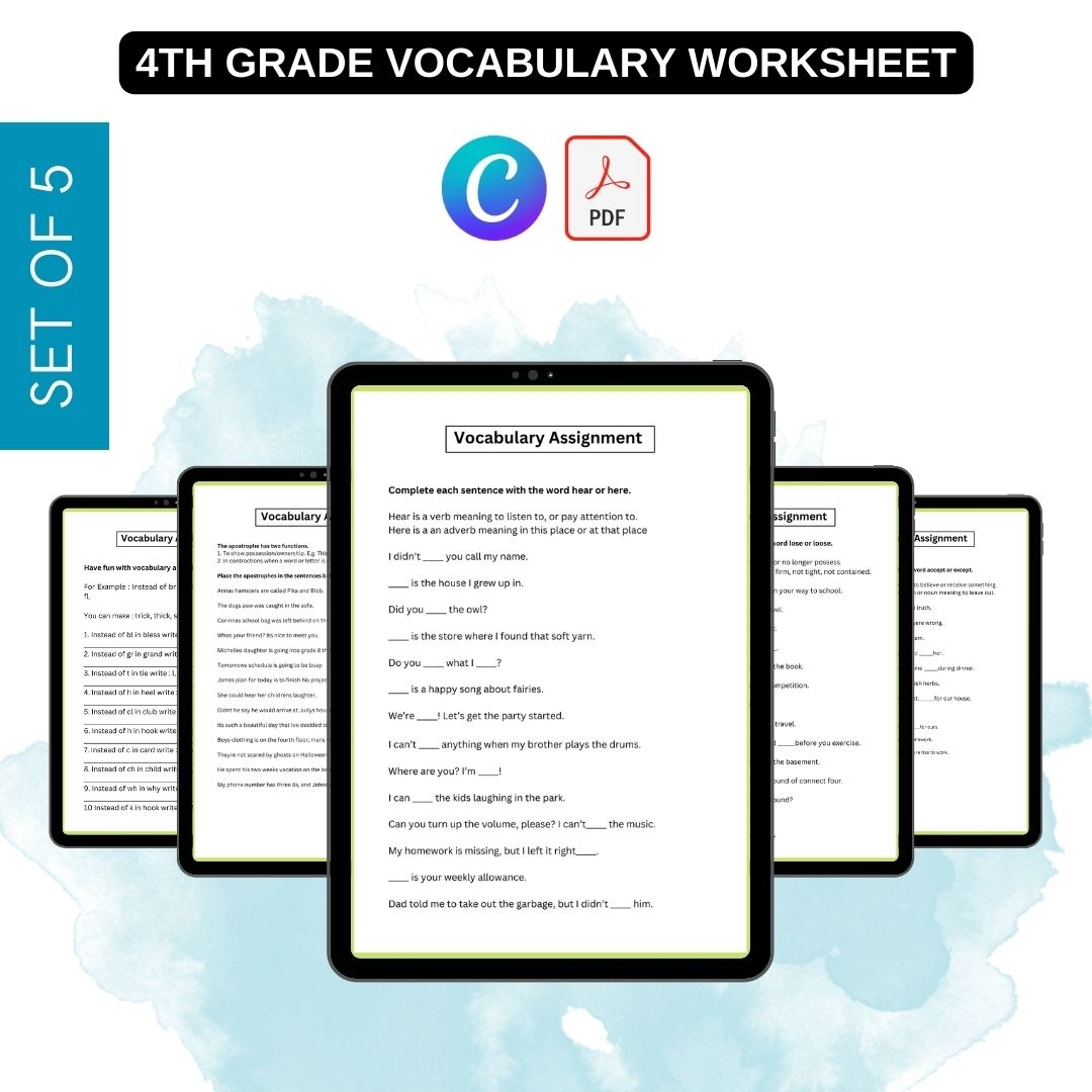 4th Grade Vocabulary Worksheets Template Printable PDF Word