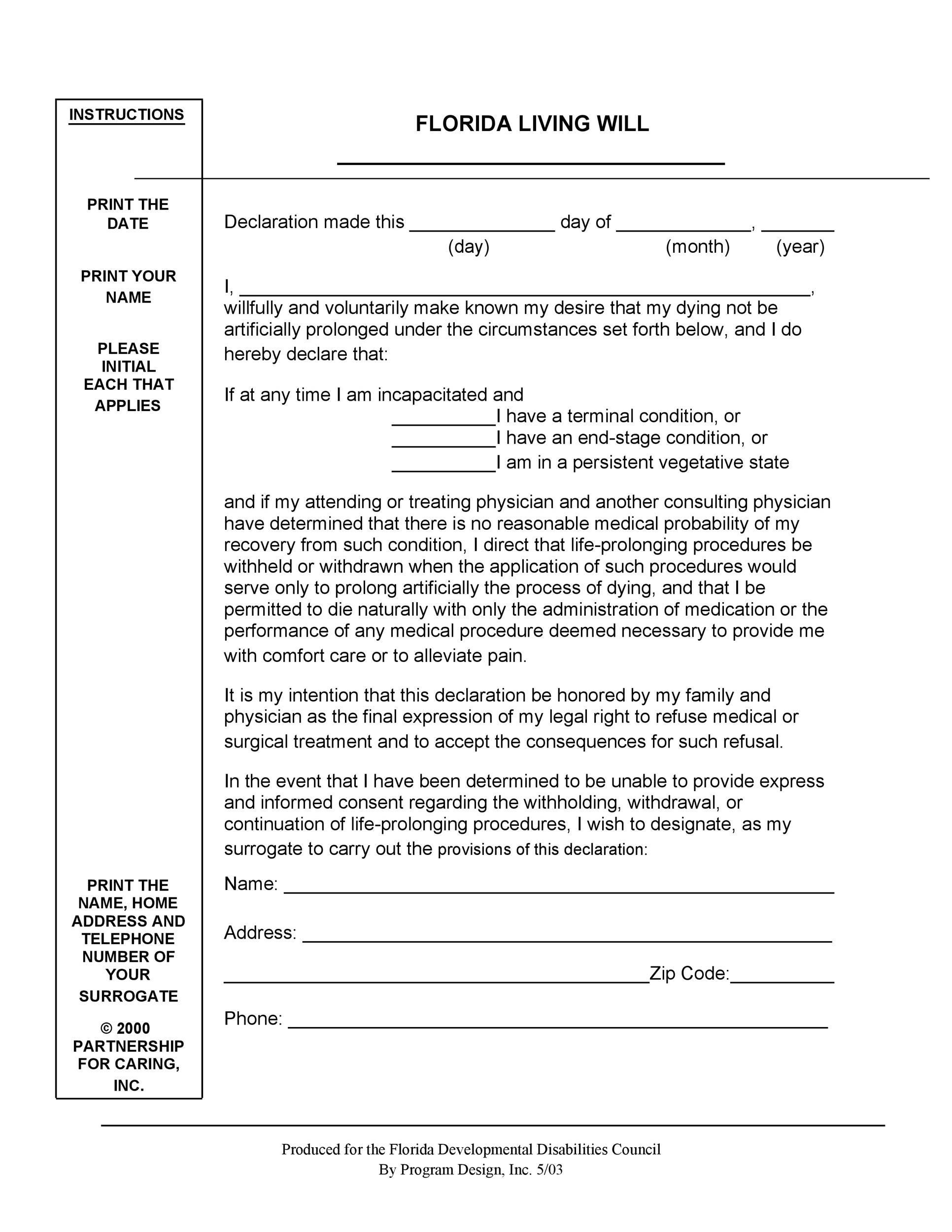 free printable will