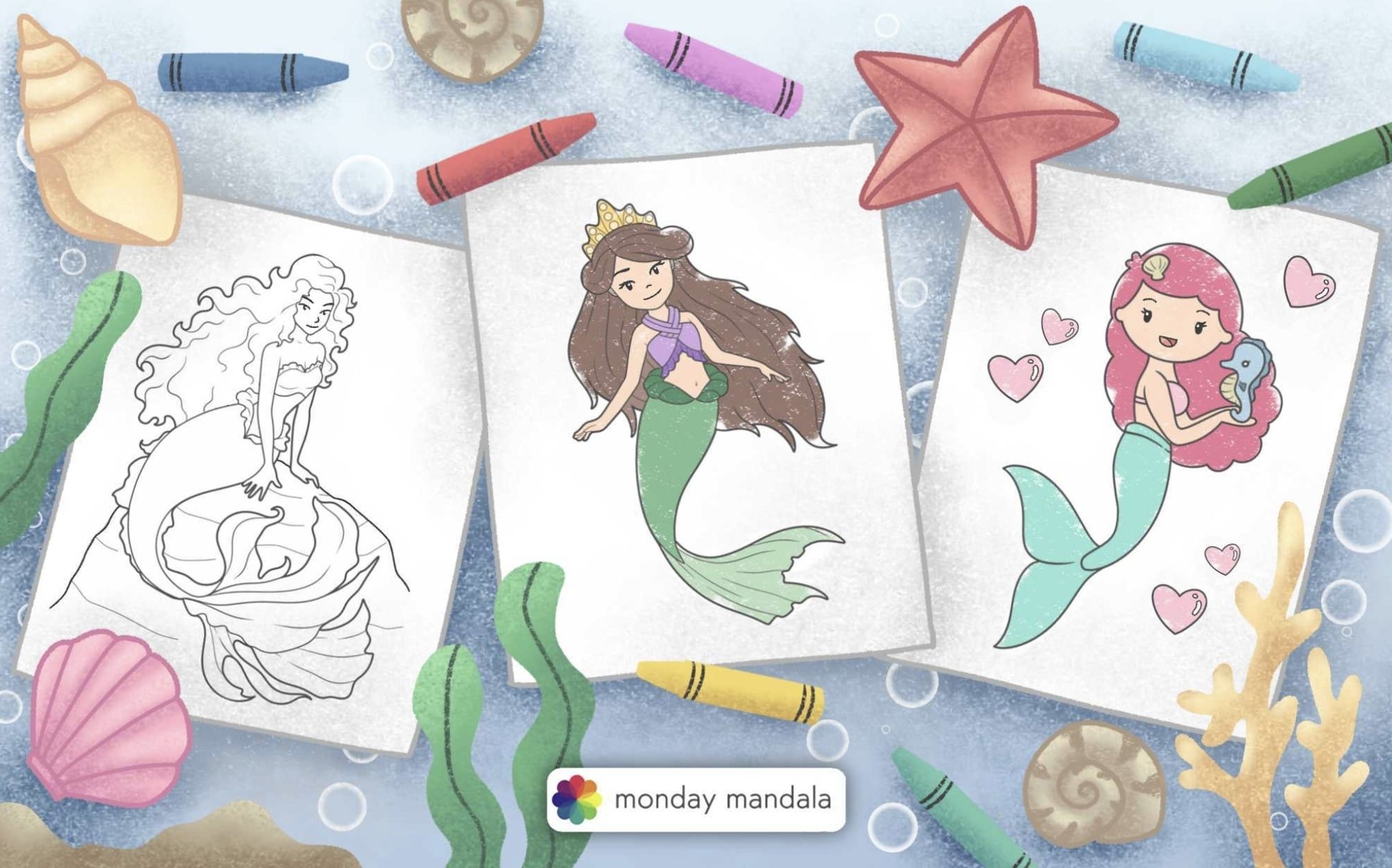 50 Mermaid Coloring Pages Free PDF Printables 