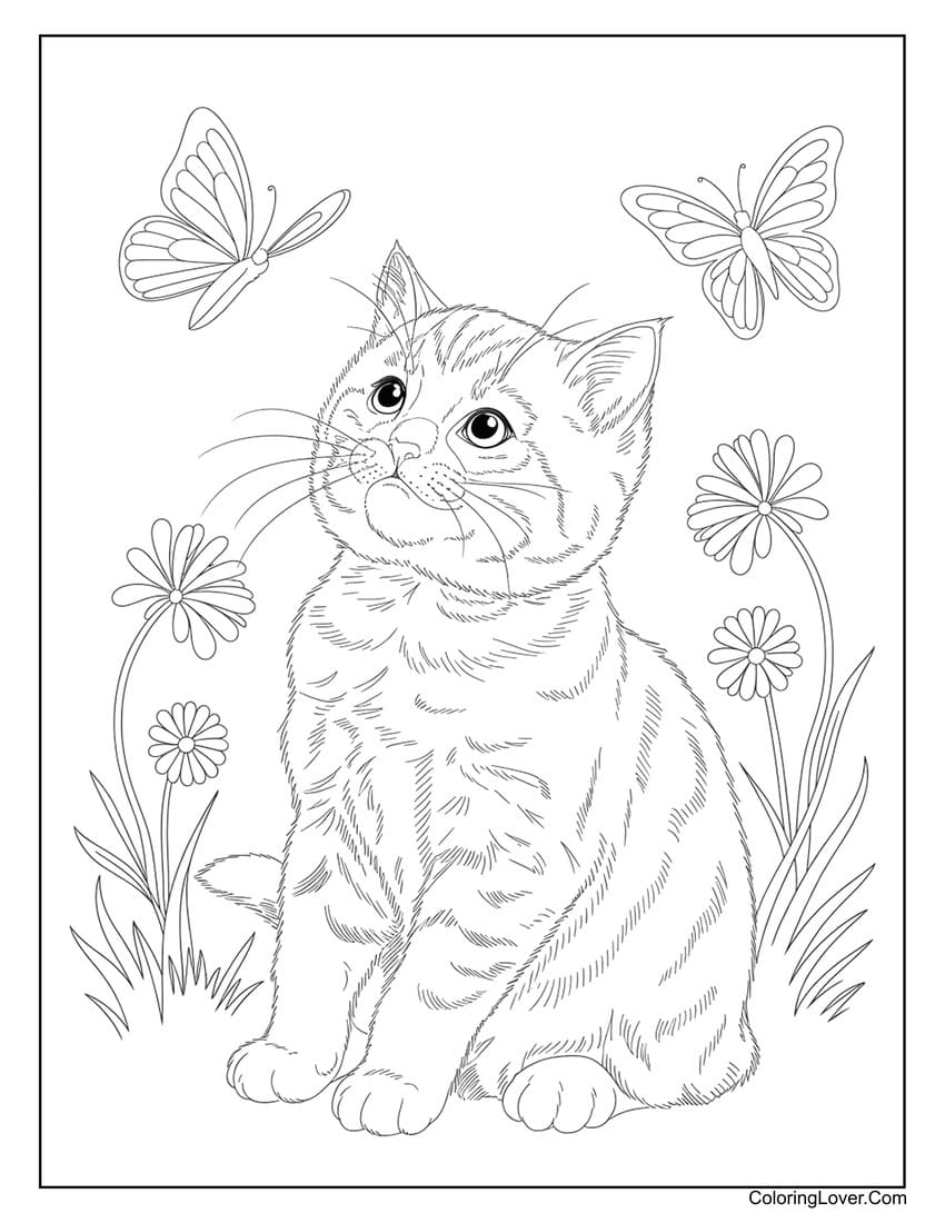 realistic cat coloring sheets