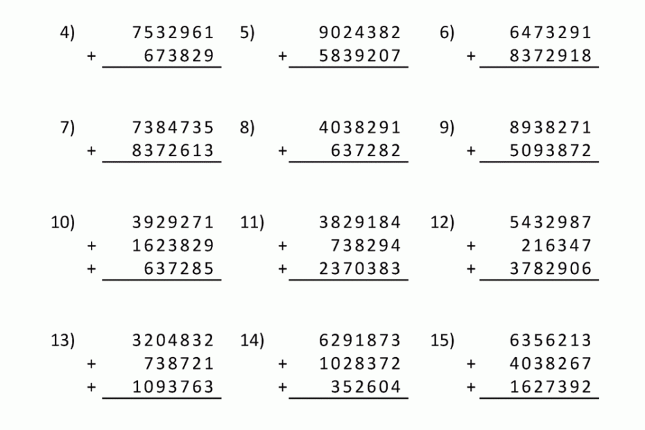 5th Grade Addition Worksheets