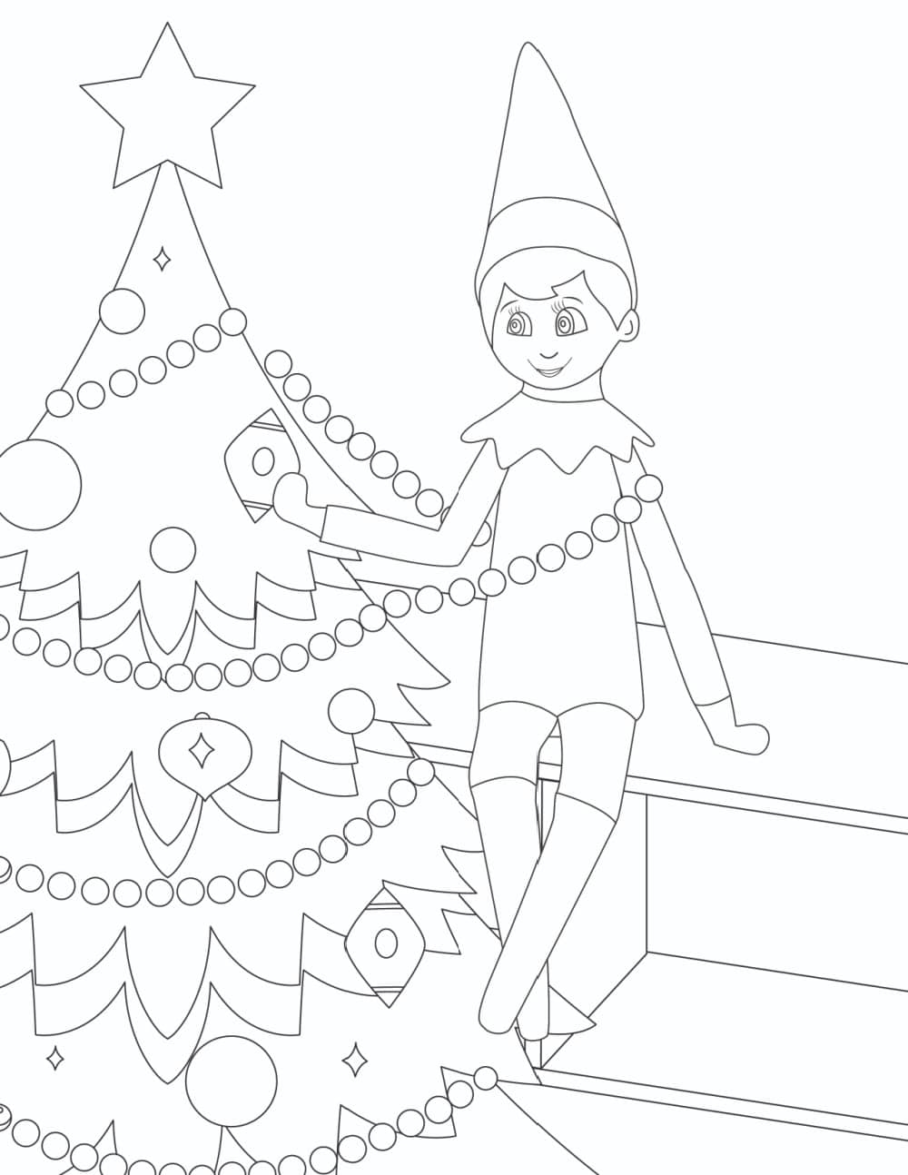 elf printable coloring pages