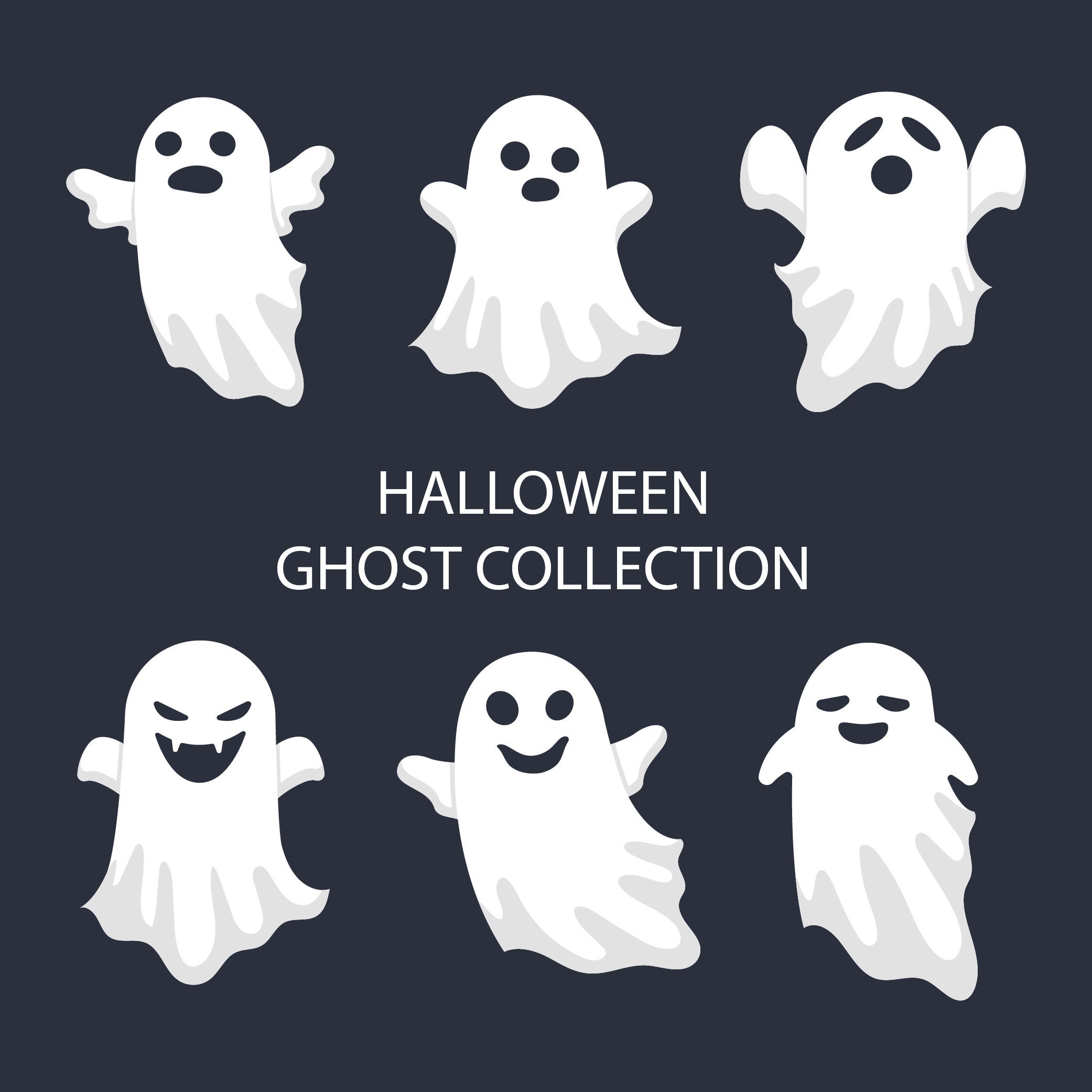 6 X Halloween Ghosts Printable Halloween Ghosts Digital Svg File vynil Design Svg cuttable Files ghost Cricut halloween Vynil Design