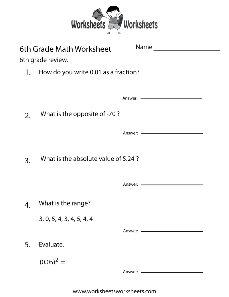 6th grade math worksheets pdf free download