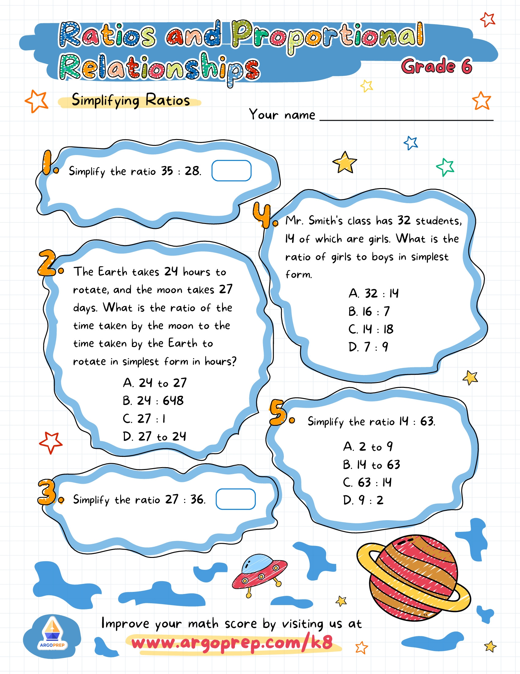 6th Grade Ratios Equivalent Ratios Worksheets For Free ArgoPrep