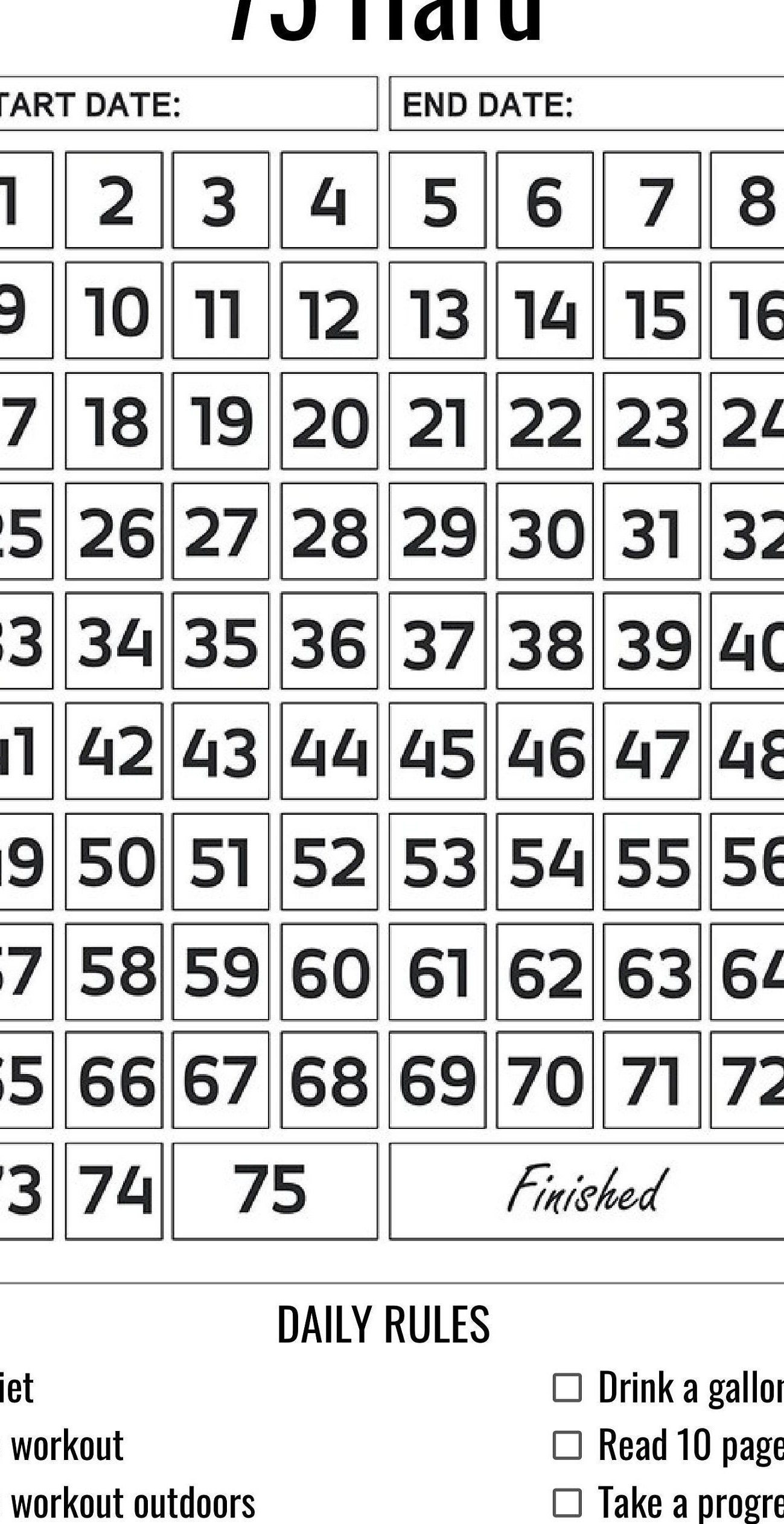 75 hard challenge printable