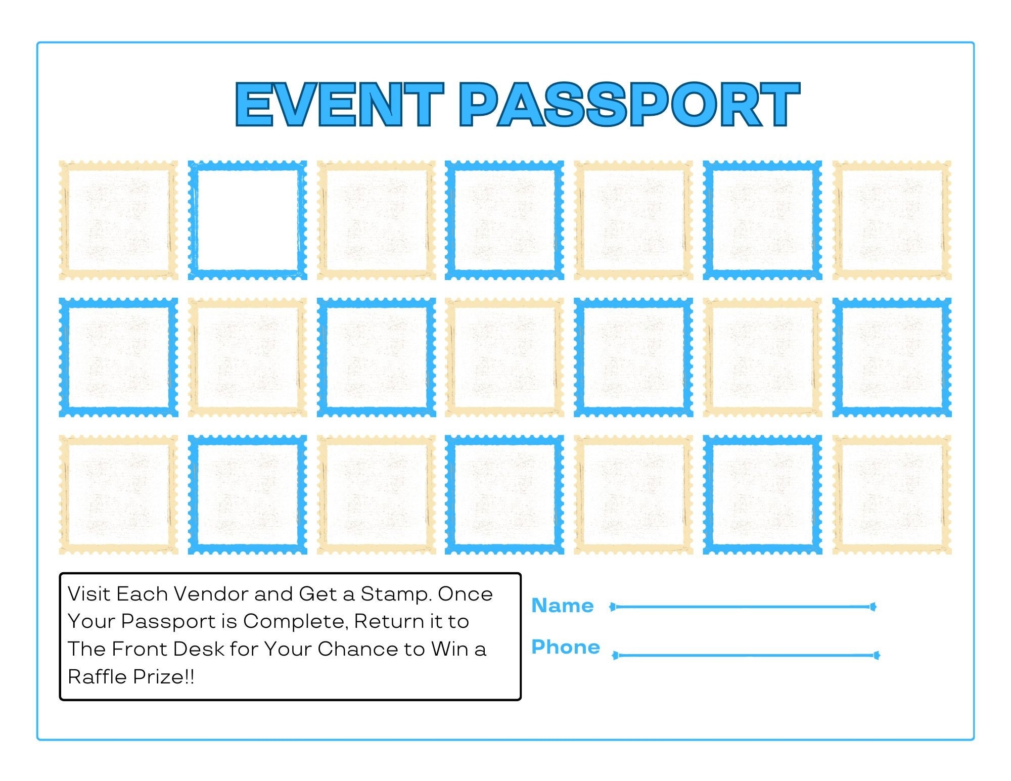 8 5 X 11 Printable digital Event Passport Template Edit In Adobe Acrobat Or In CANVA Free Instant Digital Download Great For Health Fairs Etsy