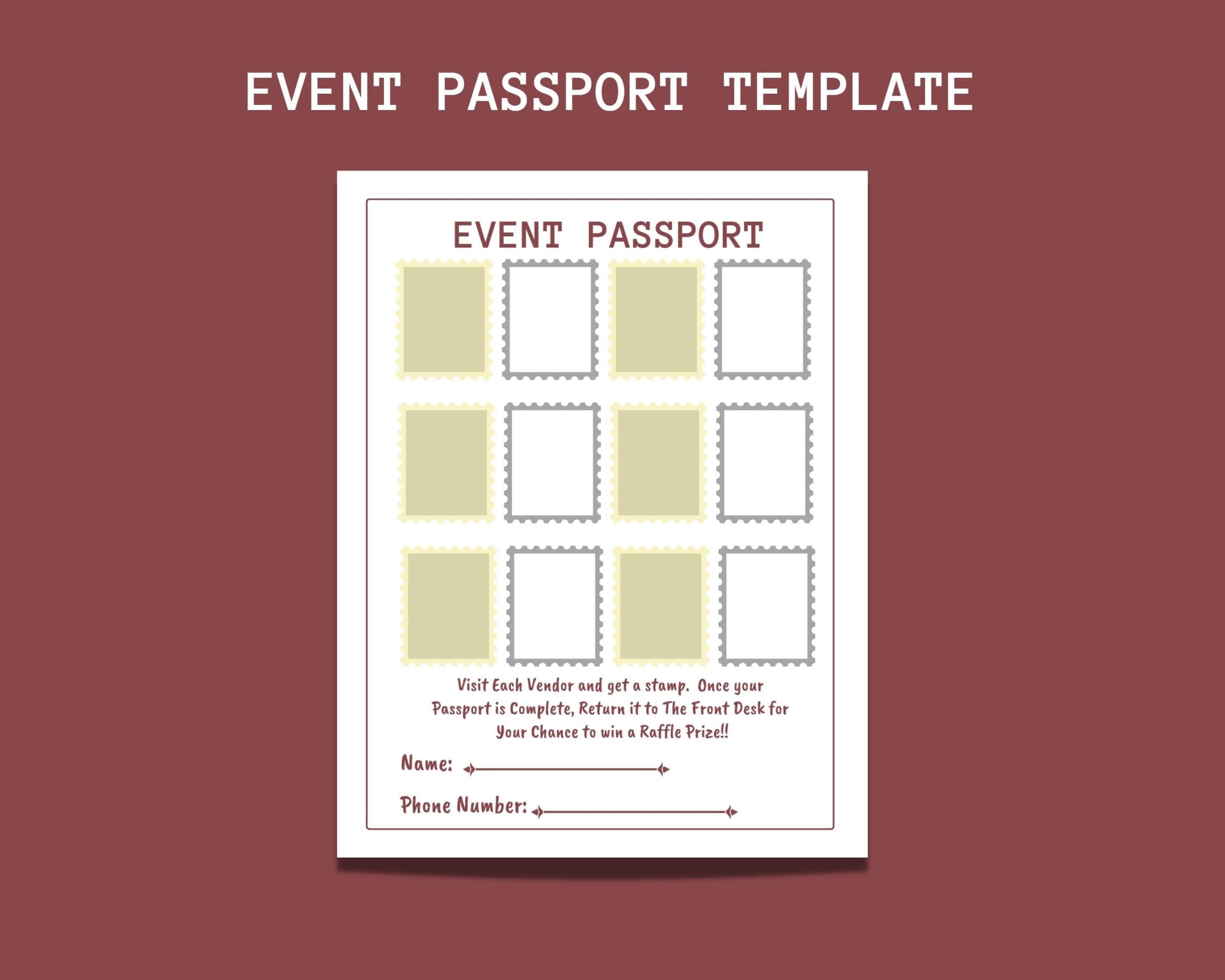 8 5 X 11 Printable digital Event Passport Template Edit In Adobe Acrobat Or In CANVA Free Instant Digital Download Great For Health Fairs Etsy