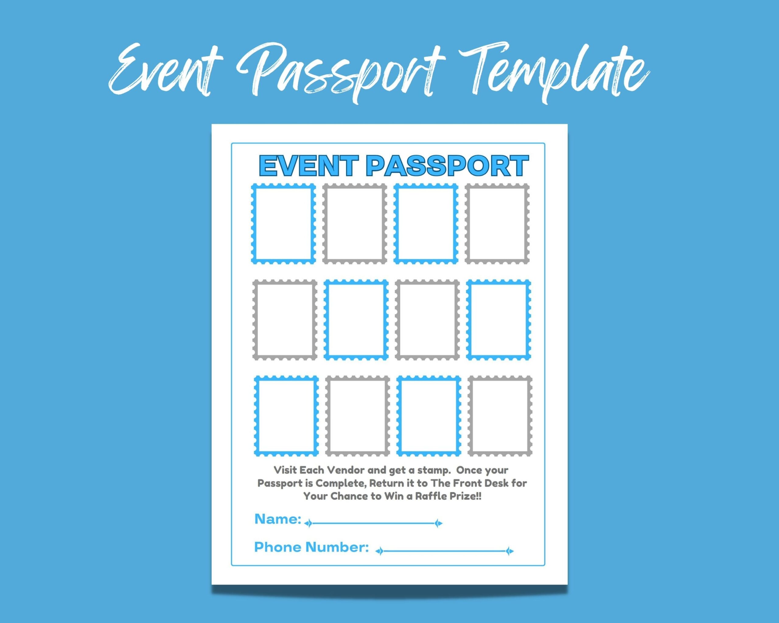 8 5 X 11 Printable digital Event Passport Template Edit In Adobe Acrobat Or In CANVA Free Instant Digital Download Great For Health Fairs Etsy UK