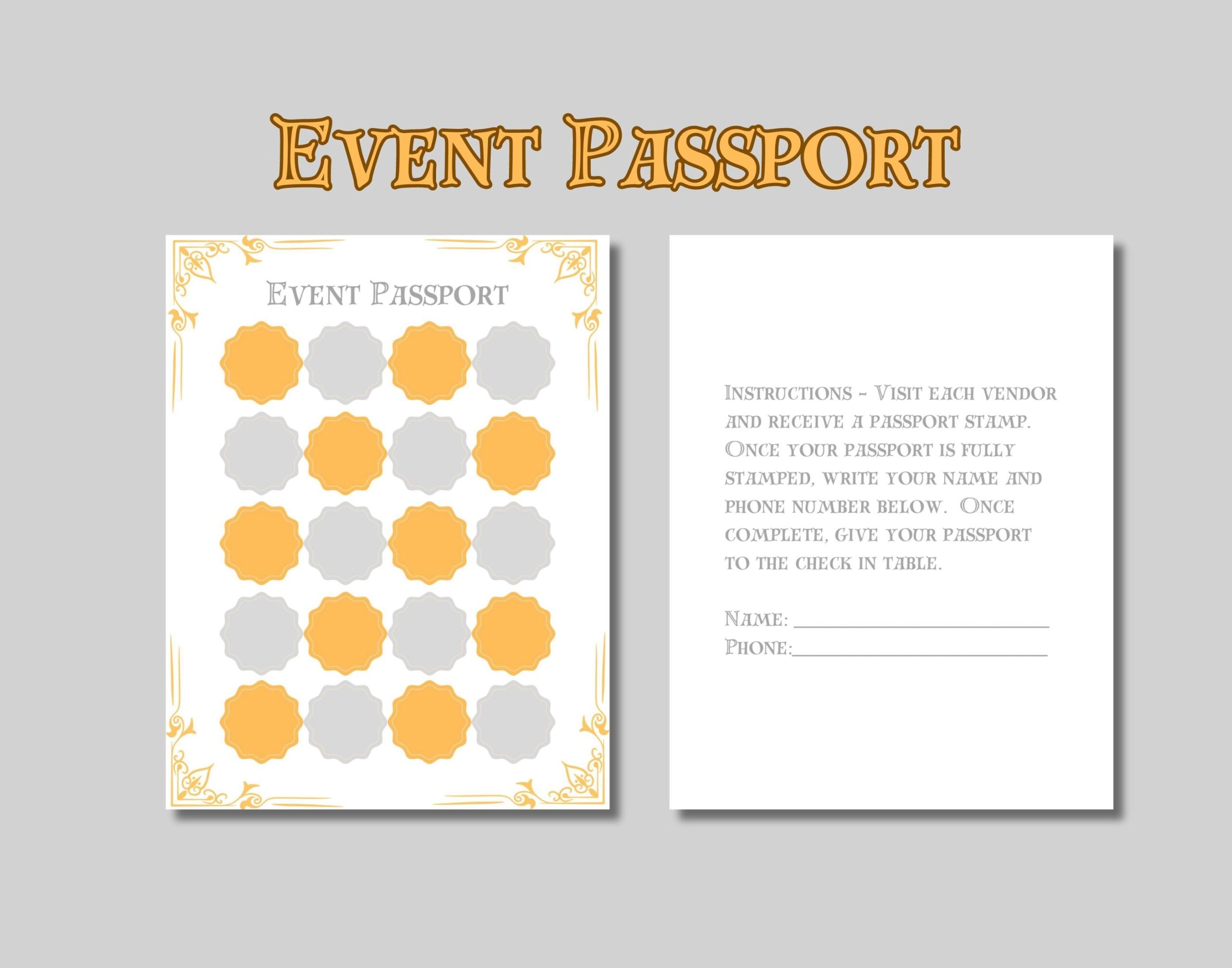 8 5 X 11 Printable digital Event Passport Template Edit In Adobe Acrobat PDF Instant Digital Download Great For Health Fairs Etsy