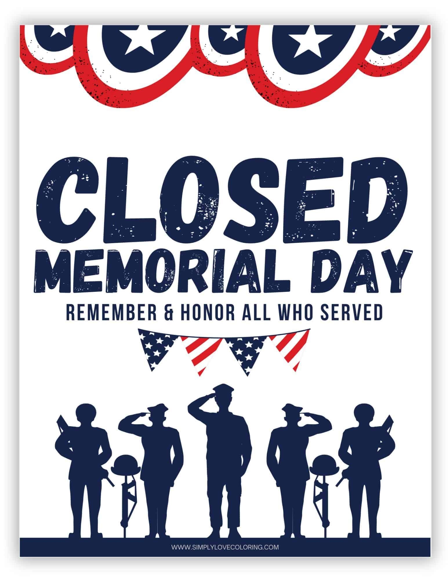 9 Closed Memorial Day Sign Free PDF Printables Ideas Closed For Memorial Day Printable Signs Memorial Day