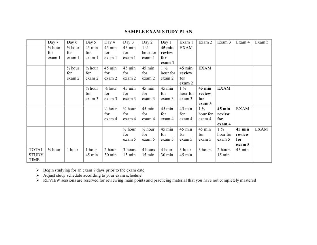 9 Study Plan For Students Examples To Download