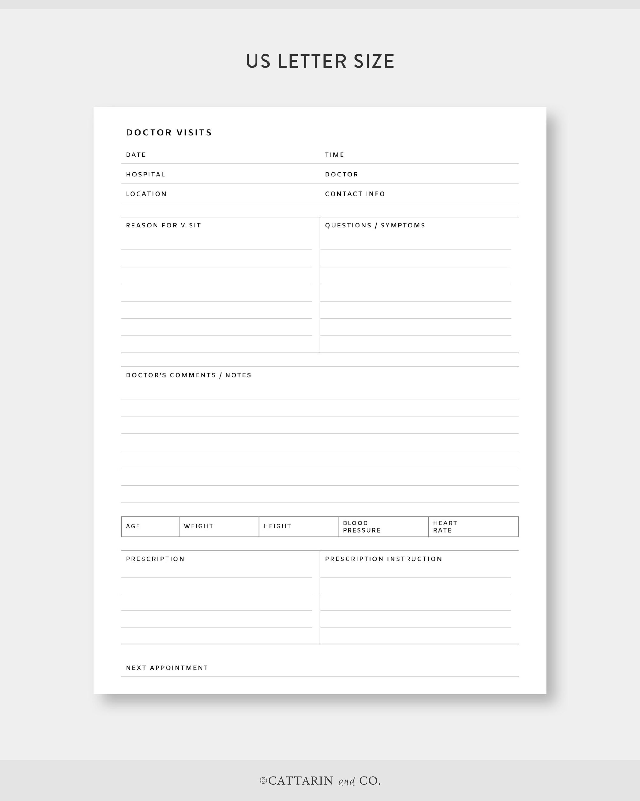 A4 US Letter Doctor Visits Printable Doctor Visit Log Medical Appointment Record Medical Tracker Health Wellness Physicians Etsy