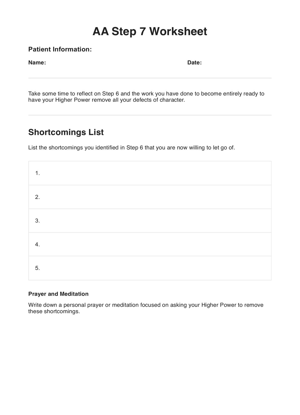AA Step 2 Worksheet U0026 Example Free PDF Download