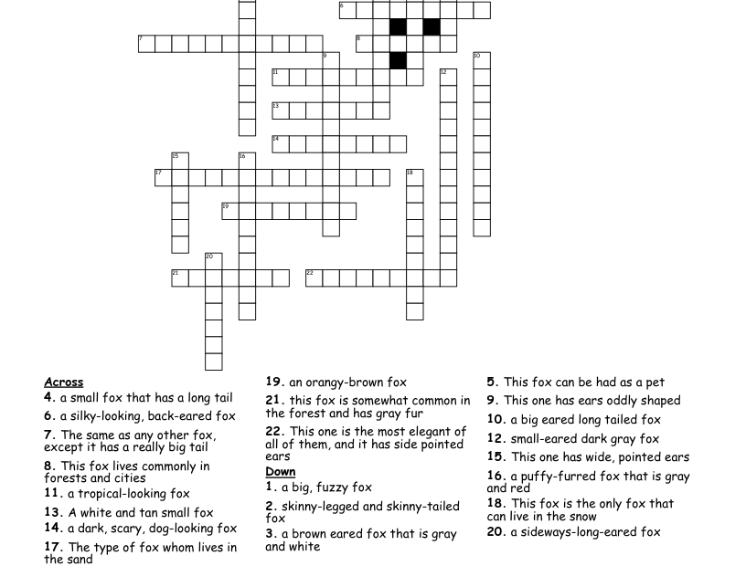 About Foxes Crossword WordMint
