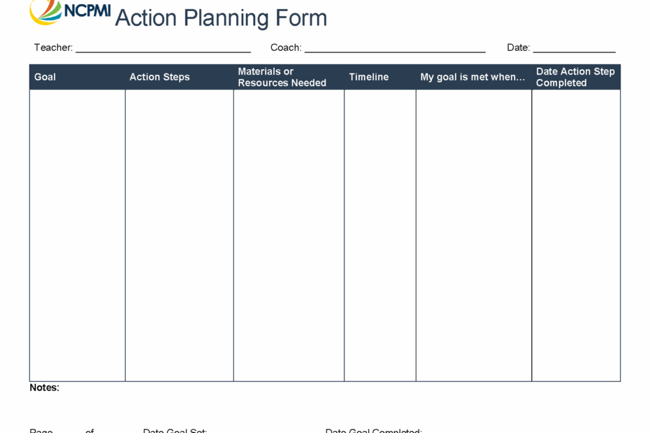 Action Plan Template A Editable National Center For Pyramid Model Innovations