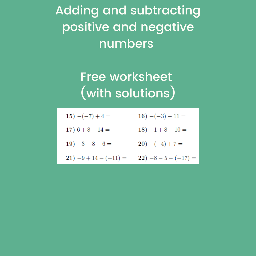 adding and subtracting positive and negative numbers worksheet