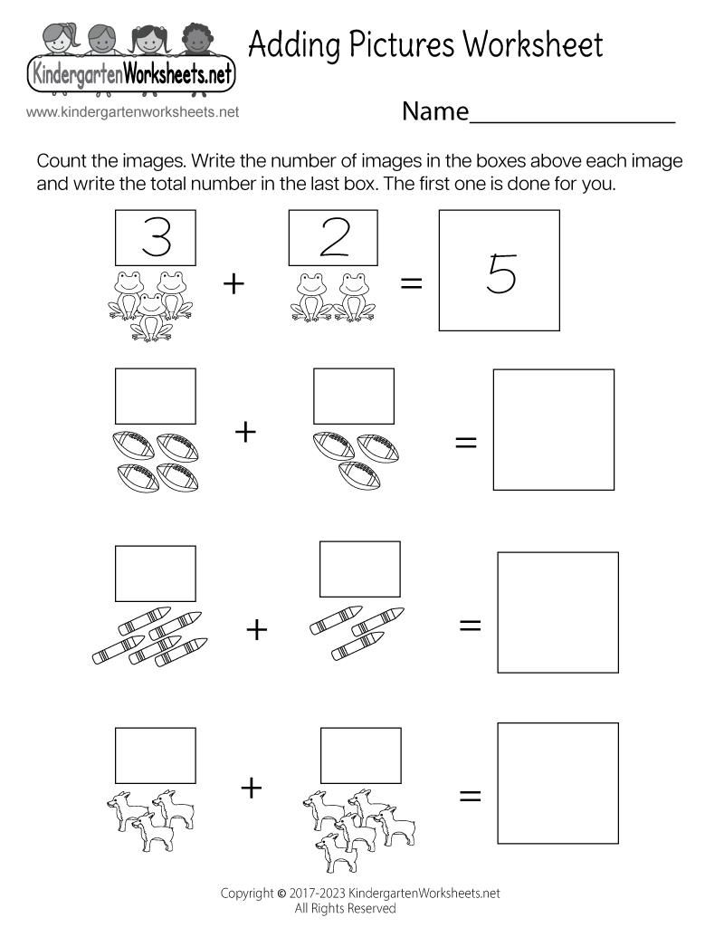 adding with pictures worksheets