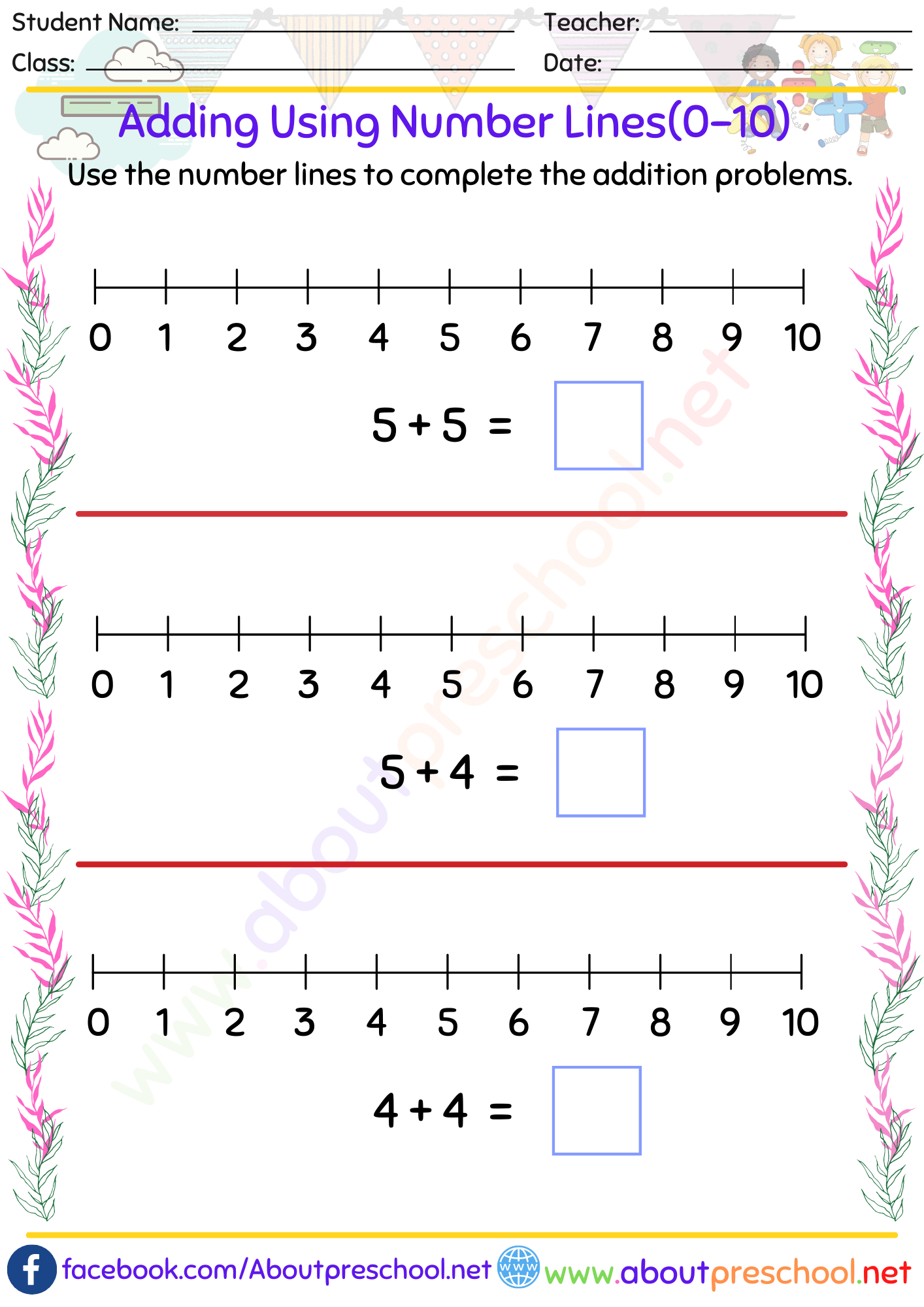 Adding Using Number Lines Archives About Preschool