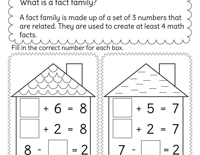 Addition And Subtraction Fact Family Worksheet Free Printable