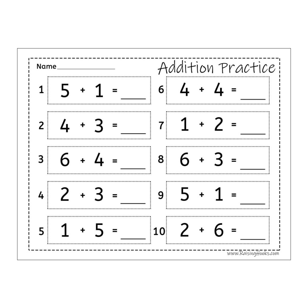 addition practice worksheets