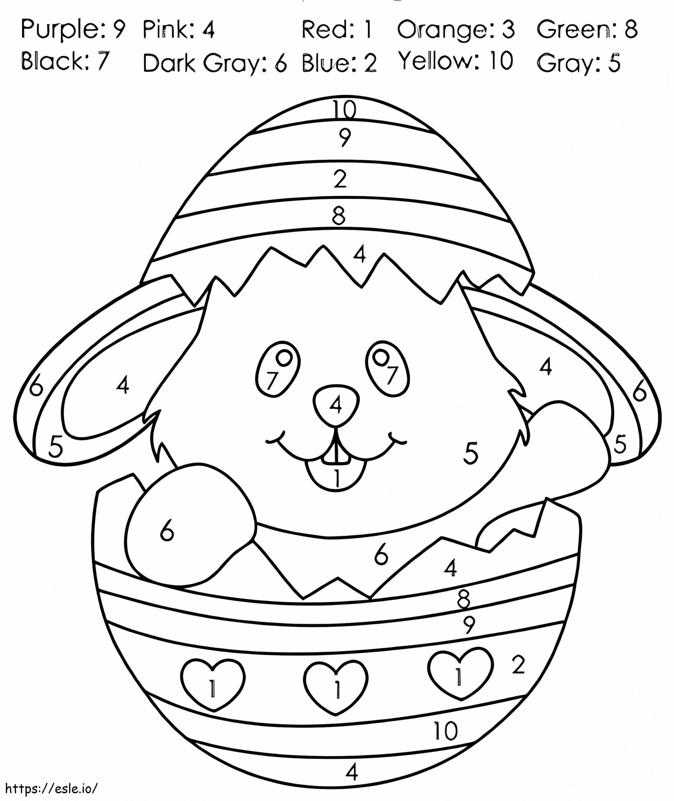 Adorable Easter Bunny Color By Number Coloring Page