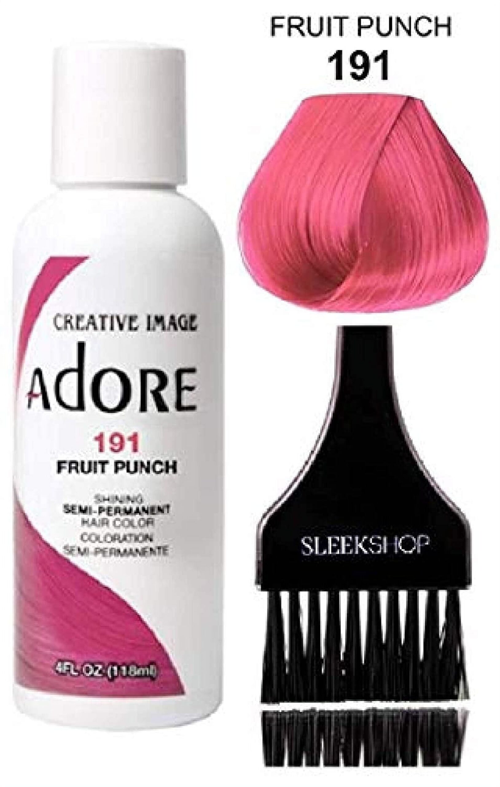 ADORE Creative Image Shining SEMI PERMANENT Hair Color w Brush No Ammonia 191 Fruit Punch