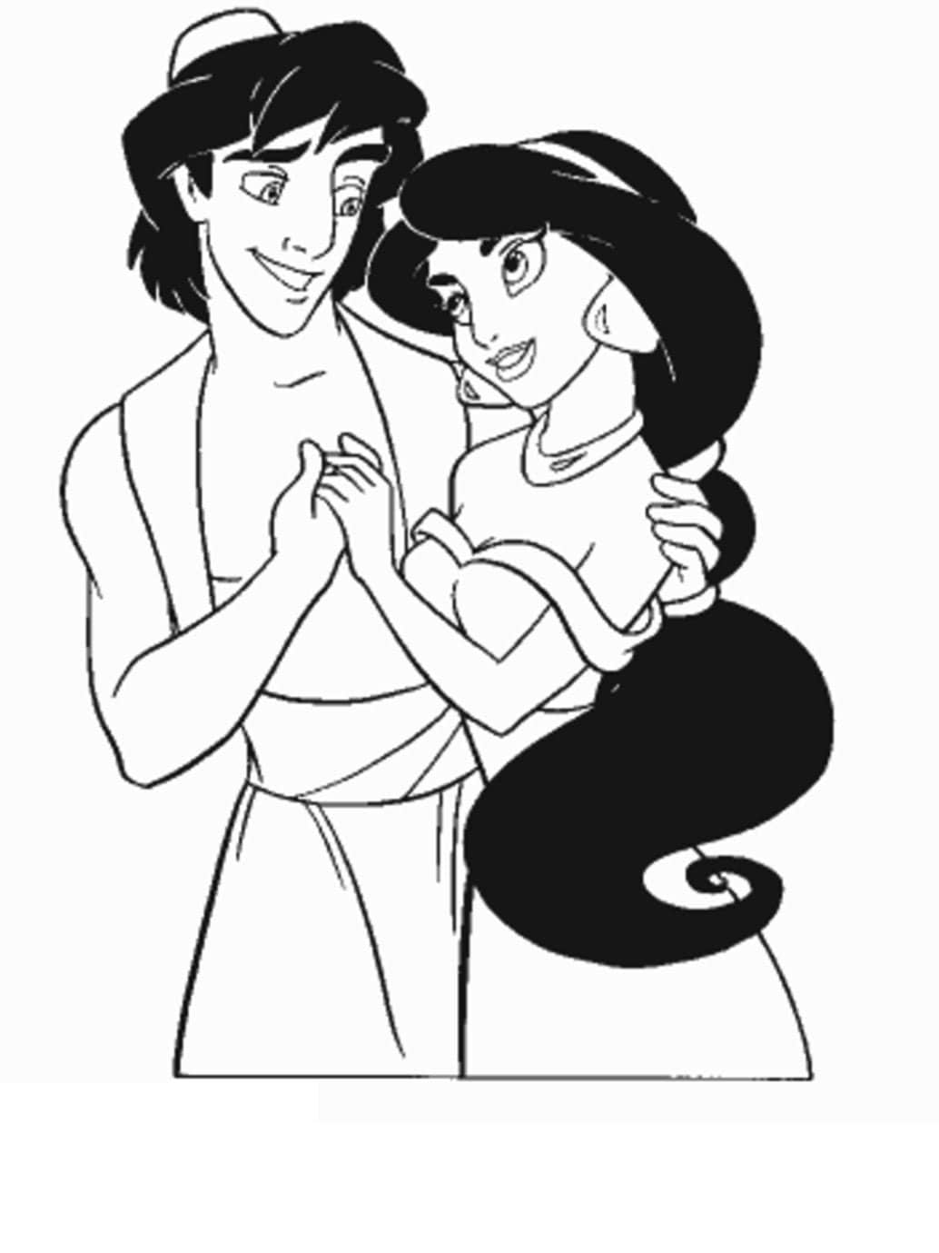 Aladdin U0026 Jasmine Colouring Pages Etsy