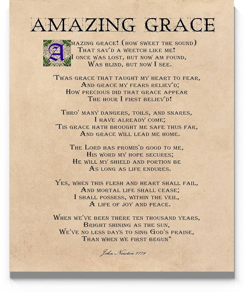 lyrics for amazing grace printable