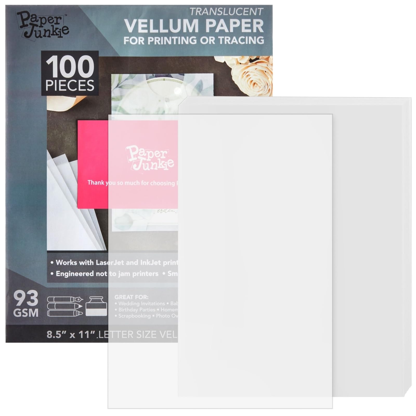 Amazon 100 Sheet Translucent Vellum Paper Traceable U0026 Printable 8 5