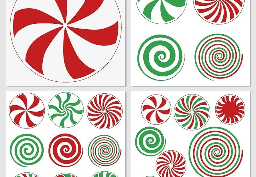 Amazon 4 Pcs Christmas Stencils For Painting Christmas Candy Stencils Template Plastic Reusable Peppermint Candy Stencils On Wood For Christmas Decor Fabric Canvas DIY Home Decor 12x 12inch Arts Crafts