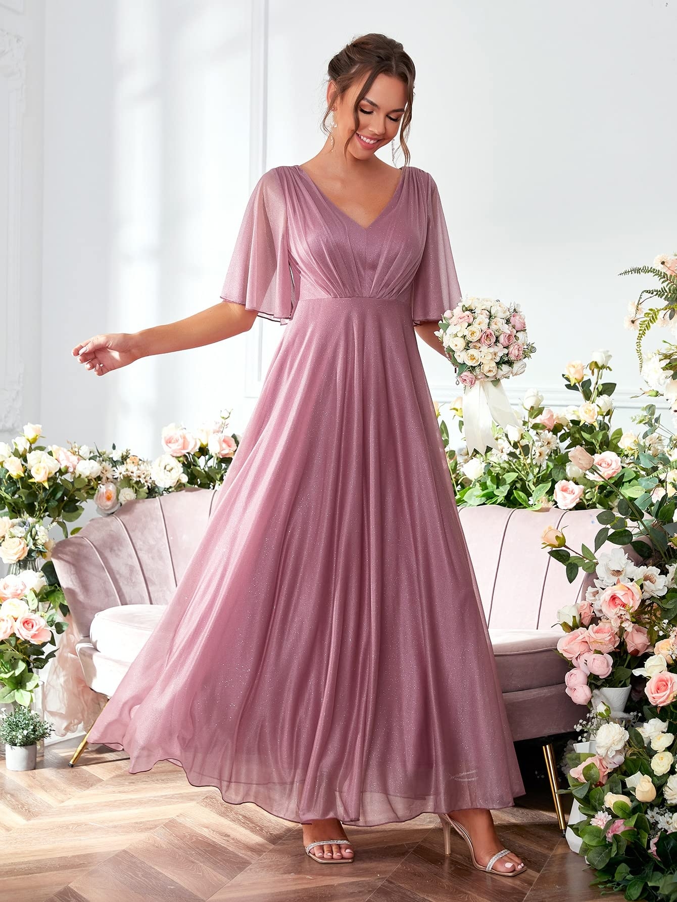 rose color dress