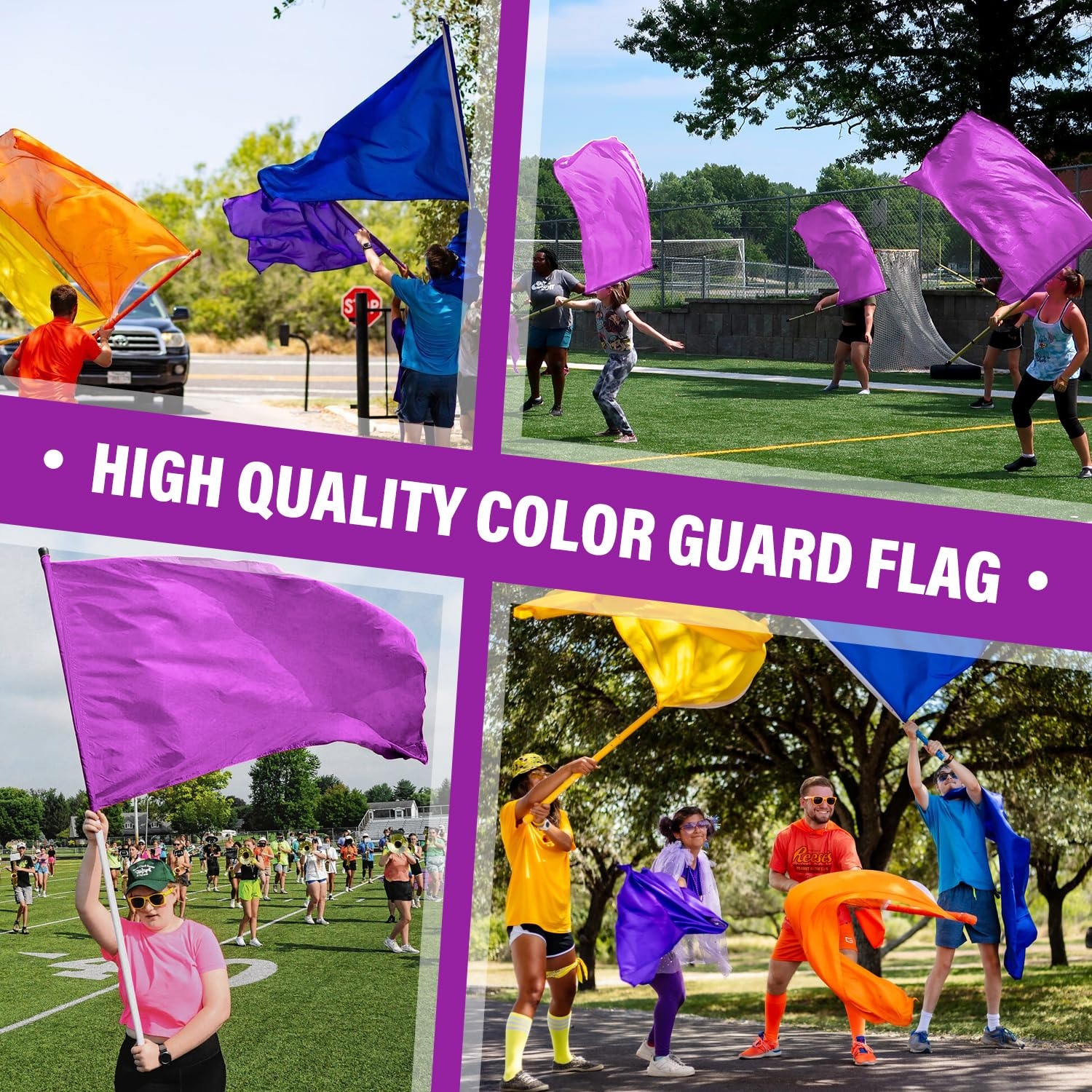 Amazon Color Guard Flag 36 X 54 Inch Curved Rectangle Worship Flags For Practice Performance Dance Solid Color Flags With Tear Resistant Poly Silk Two Tabs Purple Patio Lawn U0026 Garden